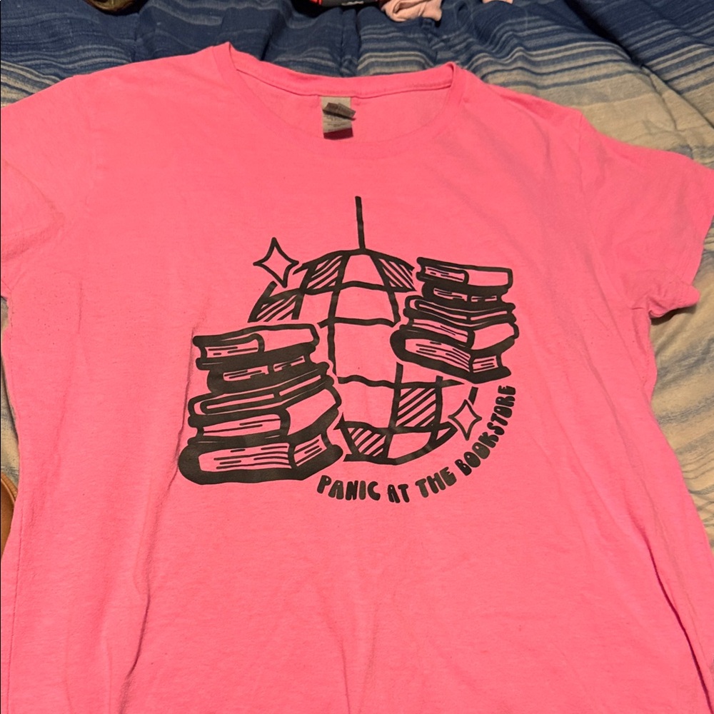 Panic at the Bookstore Pink T-Shirt